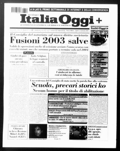 Italia oggi : quotidiano di economia finanza e politica